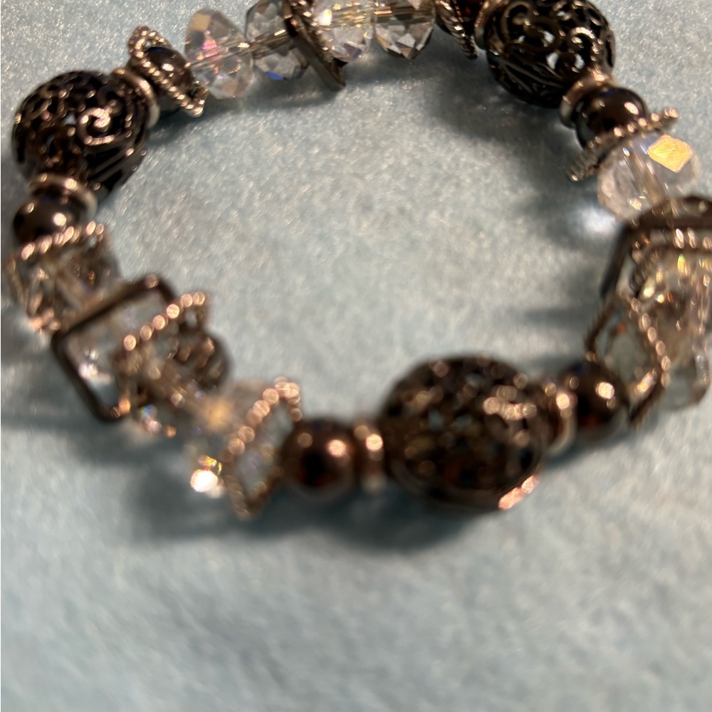 Chic Black and Silver Beaded Bracelet